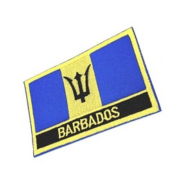 Barbados Iron On Embroidery Country Flag Patch Embroidered Fabric Sew On Transfer for Clothes 8cm x 5cm Rectangle Pack of 1