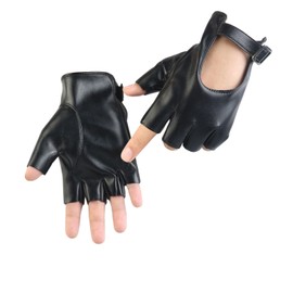 Long Keeper Fingerless Leather Gloves Women's Unlined Driving Gloves Half Finger Women Gloves Leather Punk Costume for Driving Cosplay One Size