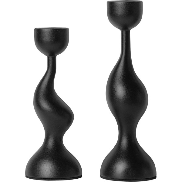 Does not apply Modern Sculptural Black Candle Stick Holders Cast-Aluminum
