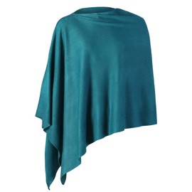 Fomolom Women Ponchos Sweater Versatile Lightweight Solid Knitted Shawl Wrap Scarf Cape Accessories for Womens Teal