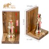 MyGift Decorative Chess Bookends Heavy Duty Mango Wood and Brass