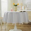 meioro Striped Tablecloth, Rectangular Tablecloth with Tassels, Washable Tablecloths, Decorative
