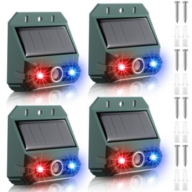 Qualirey 4 Pack Solar Ultrasonic Repellent Outdoor Animal Predator Lights Deterrent Motion Light Sensor Alarm Effective Night Animal Repellent for Chicken Coop Farm Raccoon Fox Deer
