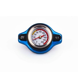 MUTEKI Radiator Cap with Water Thermometer Water Pressure Rating Dress Up Universal Easy Installation Blue (1.1)