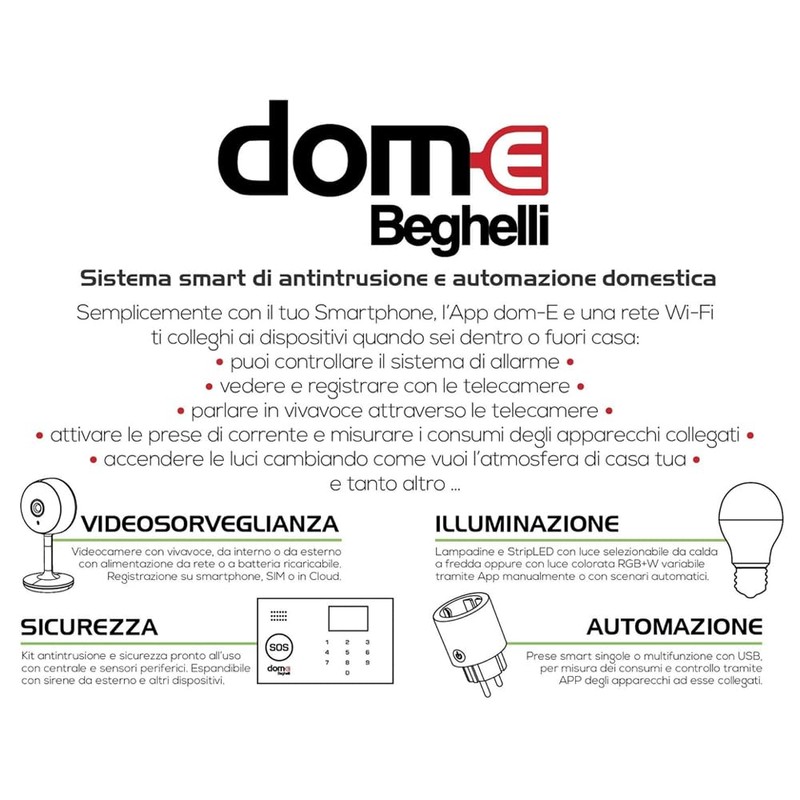 Beghelli Dom-e Indoor WiFi Camera, App Swivel, Security Camera with