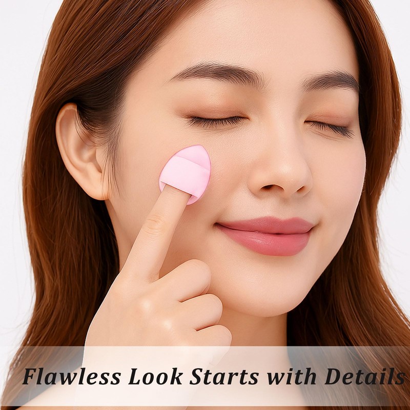 50PCS Mini Triangle Makeup Puffs – Soft Finger Sponge Set