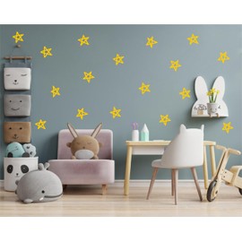 ZzMY 49 Pcs Star Wall Decals Removable Wall Stickers Modern Nursery Wall Art Vinyl Wall Decor for Kids Room Y92 (Yellow)