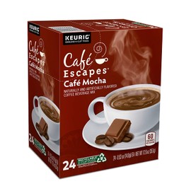 Cafe Escapes, Cafe Mocha Coffee Beverage, Single-Serve Keurig K-Cup Pods, 48 Count (2 Boxes of 24 Pods)