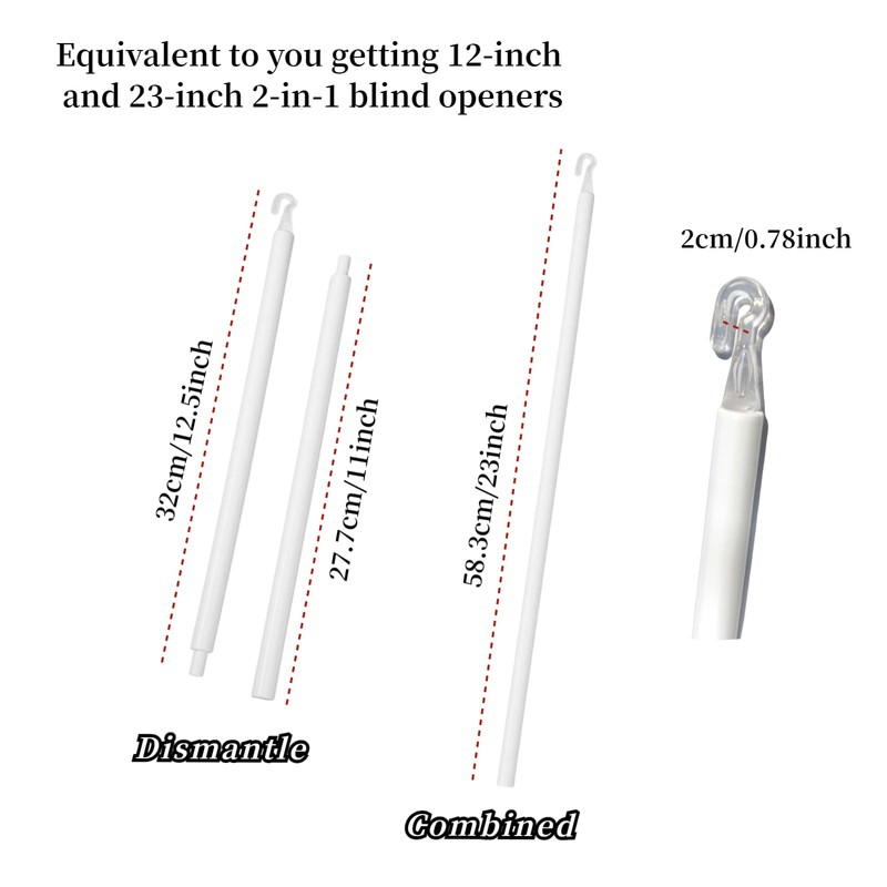 Detachable Blind Rods Blind Wands Replacement with Hook 24 Inches