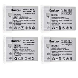 Kastar NB-5L Battery (4-Pack) for Canon NB-5L, CB-2LXE work with Canon PowerShot S100, PowerShot S110, PowerShot SD700 IS, PowerShot SD790 IS, PowerShot SD800 IS, PowerShot SD850 IS, PowerShot SD870 IS, PowerShot SD880 IS, PowerShot SD890 IS, PowerShot S