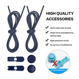 Leimdu No Tie Shoelaces, Reflective Elastic Lock Shoe Laces One Size Fits All Adult and Kids Shoes (Navy Blue)