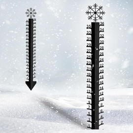 36 Inch Christmas Snow Gauge with Thermometer, Snowflake Iron Art Snow Gauge, Metal Snow Measuring Stake, Snow Depth Measure Rod for Yard, Lawn, Garden and Christmas Decoration Gift
