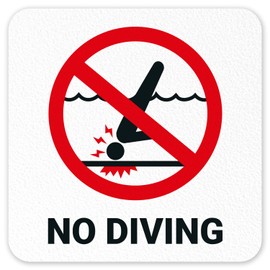 Sigo Signs, No Diving Vinyl Adhesive Pool Depth Marker, (SI-7450) 6x6 inches, Pool Marker Anti Slip, Made in USA
