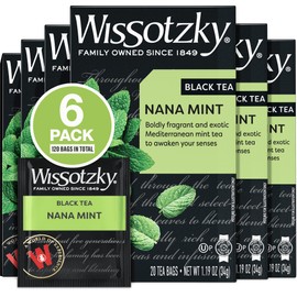Wissotzky Nana Mint Black Tea, (6 Pack - 120 Tea Bags | Antioxidant Rich | Revitalizing Nana Tea | Black Tea Bags