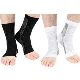 Forzacx Foot Ankle Compression Socks for Plantar Fasciitis, Achilles Tendonitis Relief - Ankle Compression Sleeve for Heel Spurs, Foot Swelling & Fatigue - Arch Support Brace -2 Pairs (S/M)