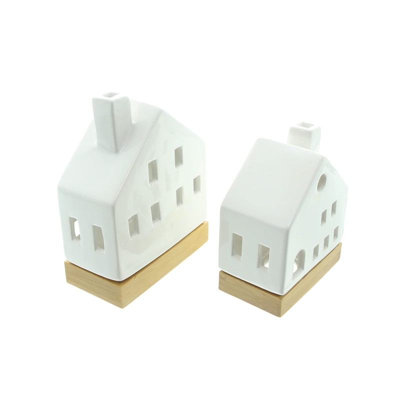 FRANK FLECHTWAREN LED House White, Set of 2, Dimensions: Height