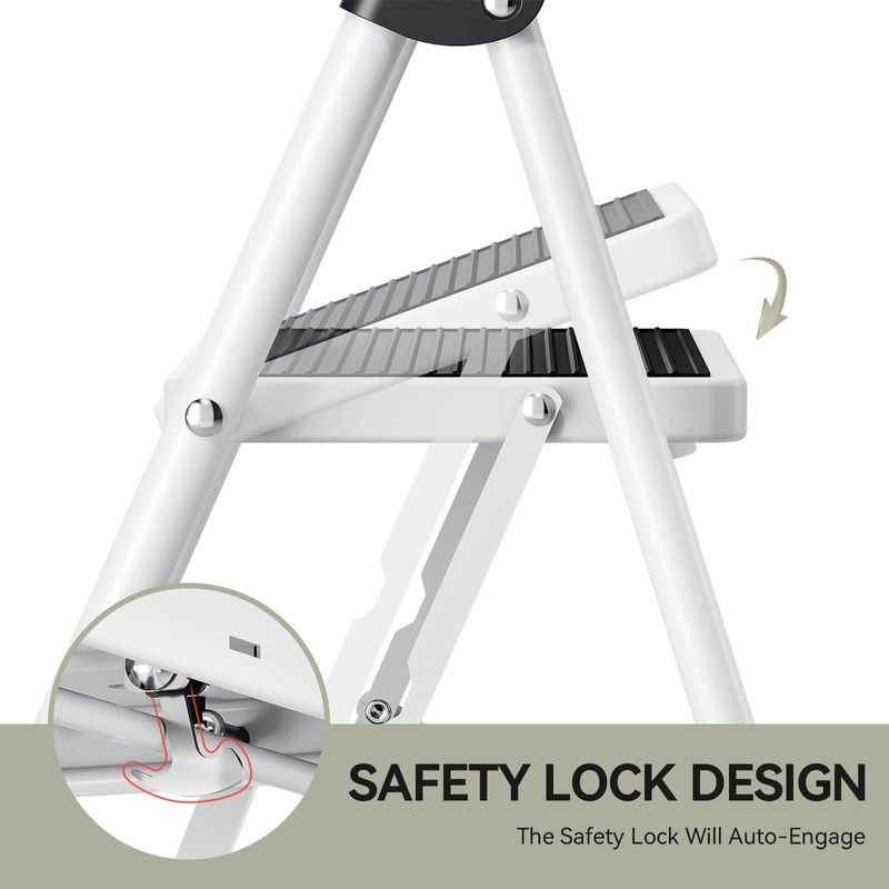 Step Ladder, Folding Step Stool with Wide Anti-Slip Pedal, Sturdy