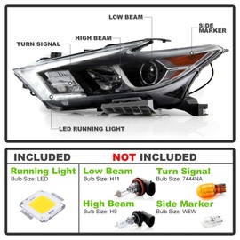 ACANII - For [Halogen model] 2016-2018 Maxima S|SL|SV Factory Style LED DRL Projector Headlight Headlamp Driver Side