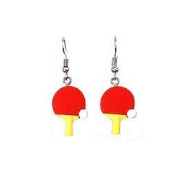 Lovely Basketball Soccer Rugby Football Table Tennis Dangle Earrings Resin Tool Imitate Sport Jewelry -Tennis Bat