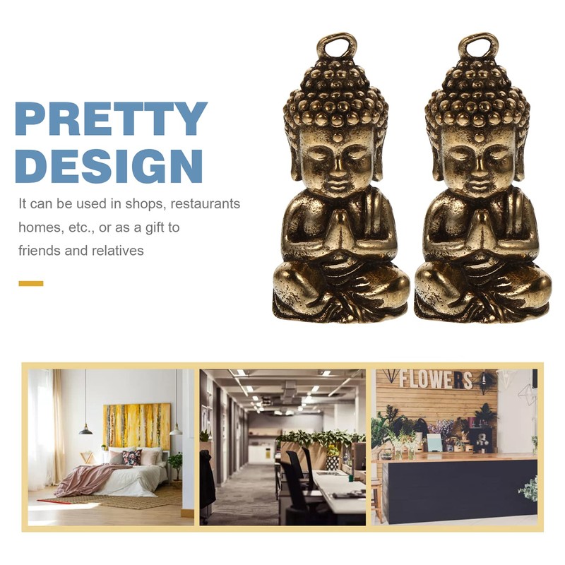 ledmomo Mini Buddha Statue Figurine, 2 Pieces Brass Figurine, Shakyamuni