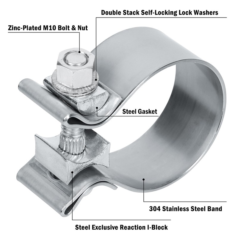 Vitonsbay 2.75 Inch Exhaust Clamp,2 3/4 Narrow Exhaust Band Clamp
