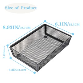 YFEEN Mesh Tray Kitchen Drawer Utensil Cutlery Tray Office Supplies with Inter-locking Arm Drawer Dividers Organizer for Silverware, Flatware, Home,Office, School,Bedroom(9＂X6＂4pack) Black