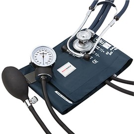 McKesson Premium Aneroid Sphygmomanometer and Stethoscope Combo Kit - Blood Pressure Gauge/Cuff, Sprague Rappaport Stethoscope, Navy Blue- Size 11, 23-40 cm, 22 in Tube, 1 Count