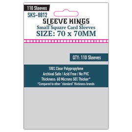 Sleeve Kings Standard Card Sleeves – 110 Count, Clear 60 Micron Thickness, Medium Square Size (70 x 70 mm), Compatible with Power Grid & More – SKU: SKS-8812