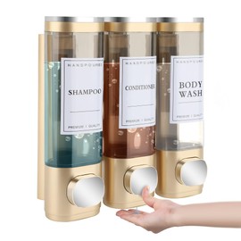 MEKOTRIN Soap Dispenser, Shampoo and Conditioner Dispenser, Shower Soap Dispenser for Bathroom, Kitchen，5 Colors (Gold, 3x300ml)