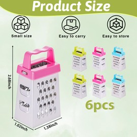 Ptwola 6 Pcs Mini Cheese Grater Professional Box Grater Stainless Steel Fine Coarse Handheld Slicer with 4 Sides Small Box Food Shredder Safe Zester for Kitchen Cheese Garlic Ginger Vegetable Potatoes
