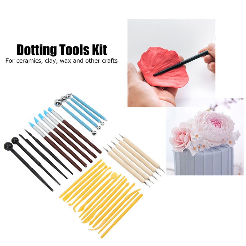 Clay Sculpting Tools Kit 33pcs Ball Stick Silicone Pen Portable