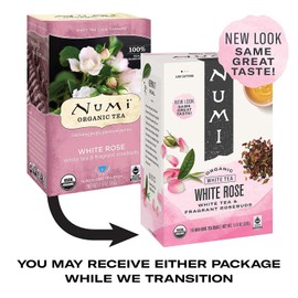 Numi Organic Tea White Rose, 16 Count Box of Tea Bags (Pack of 3) White Tea