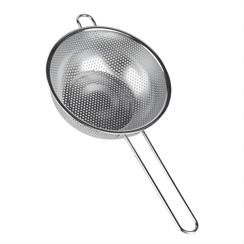 Stainless Steel Basin Colander with Handle Kitchen Strainer, Resting Feet