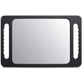 mpowtech Double Handle Mirrors(15.94" x 10.16") - Large Hand held Mirror with Handle,Barber Mirror Handheld,Salon Hand Mirrors,Barber Accessories, Black