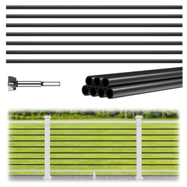 7 Pack 6 FT x 3/4 inch Aluminum Deck Balusters Horizontal Stair Baluster Hollow Round Black Staircase Bar Spindles for Indoor Outdoor Railing