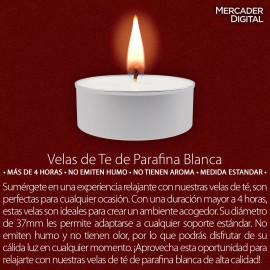 50 Pzs Vela De Té Flotante Sin Aroma Sin Humo Tea Light