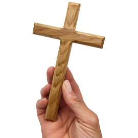 Lunexus Wandkreuz mit Fase aus Eichenholz gesegnetes Kreuz mit Zertifikat – 16x9,5 cm Holzkreuz zur Aufhängung – Taufkreuz Kommunion Konfirmation Geschenk Haussegen christlich