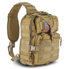 XGear Tactical Tactical Sling Bag Pack Range Bag Military Rover Assault Shoulder Backpack Molle - Khaki