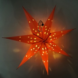 com-four® 3 x luminous star in 3D with LEDs, Christmas star with LED lighting and timer, premium paper star for hanging (03 x white/45 cm, 7 tips/stars)