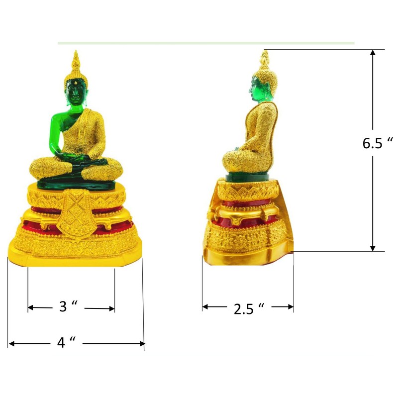 BUDDHO Emerald Buddha Statue Meditation 7" H. Jade Buddha Thai