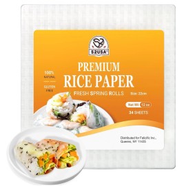 52USA Square Rice Paper, 1 Pack, White Rice Paper Wrappers, Fresh Spring Roll