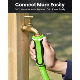 RAINPOINT Garden Hose 100ft - lightweight Heavy Duty Water Hose with Swivel Handle - Flexible, Hybrid Rubber, 5/8", Male to Female