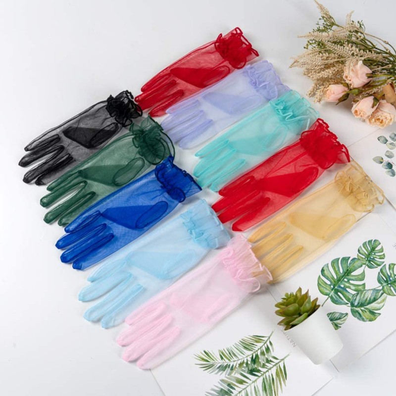 QRBTSCL - Guantes de malla de tul con volantes para