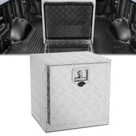 D SOLUTIONS Trailer Tool Box 18'', Waterproof Truck Bed Tool Storage Organizer with Keys for Pick up Truck RV Trailer, Bare Silver Aluminum & Steel