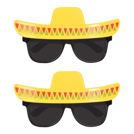 Beistle 2 Piece Plastic Novelty Sombrero Glasses, Fiesta Party Supplies For Cinco De Mayo Photo Booth, Mexican Theme Décor