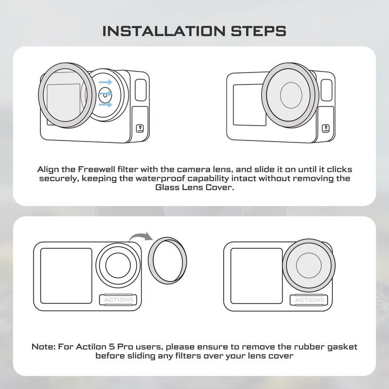 Freewell ND8 ND16 ND32 ND64 for DJI OSMO Action 5