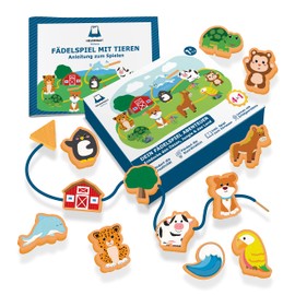 HELDENGUT® Beloved 4-in-1 Threading Game from 18 Months [Extra Large Wooden Figures] - Motor Skills Toy for the Development of Children - Montessori Toy Also Ideal from 2 Years for Girls and Boys