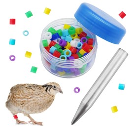 FOIBURELY 90 pcs Bird Ring Leg Bands for Diamond Dove Button Quail Foot Ring with 1 Installer (Diameter 4mm)