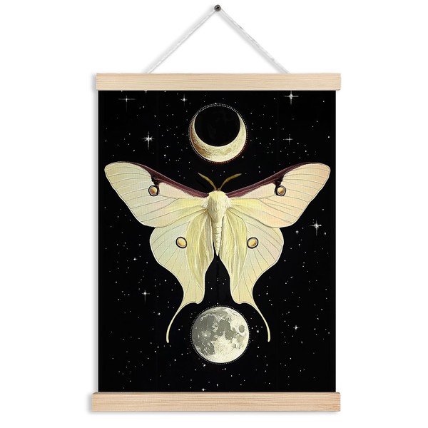 FITIE Witchy Moon Phase Luna Moth Wall Art Poster Framed,