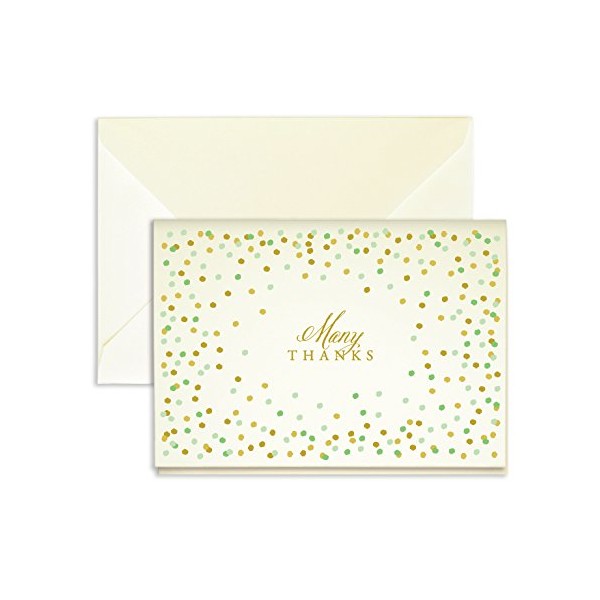 Mint & Gold Confetti Thank You Cards - Pack of 25-5" x 3.5"
